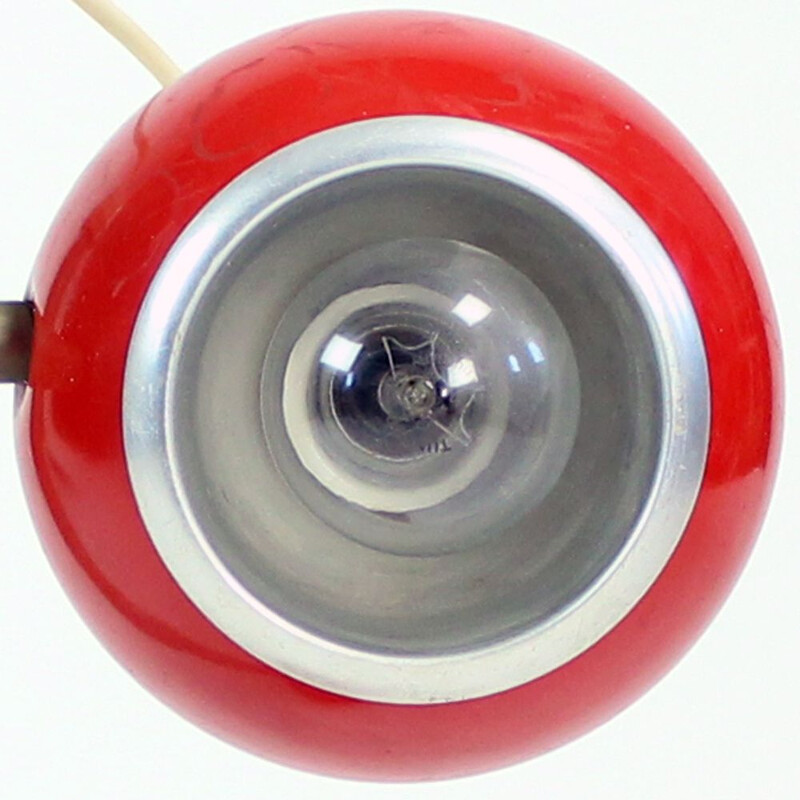 Lampe de table Vintage "The Eye" en métal rouge par Elektrofém, Hongrie 1960