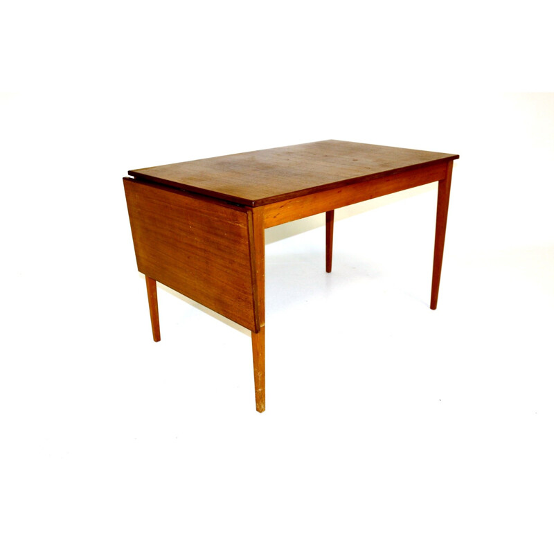 Vintage wooden dining table with leaf, Sweden, 1950