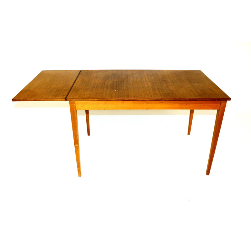 Vintage wooden dining table with leaf, Sweden, 1950