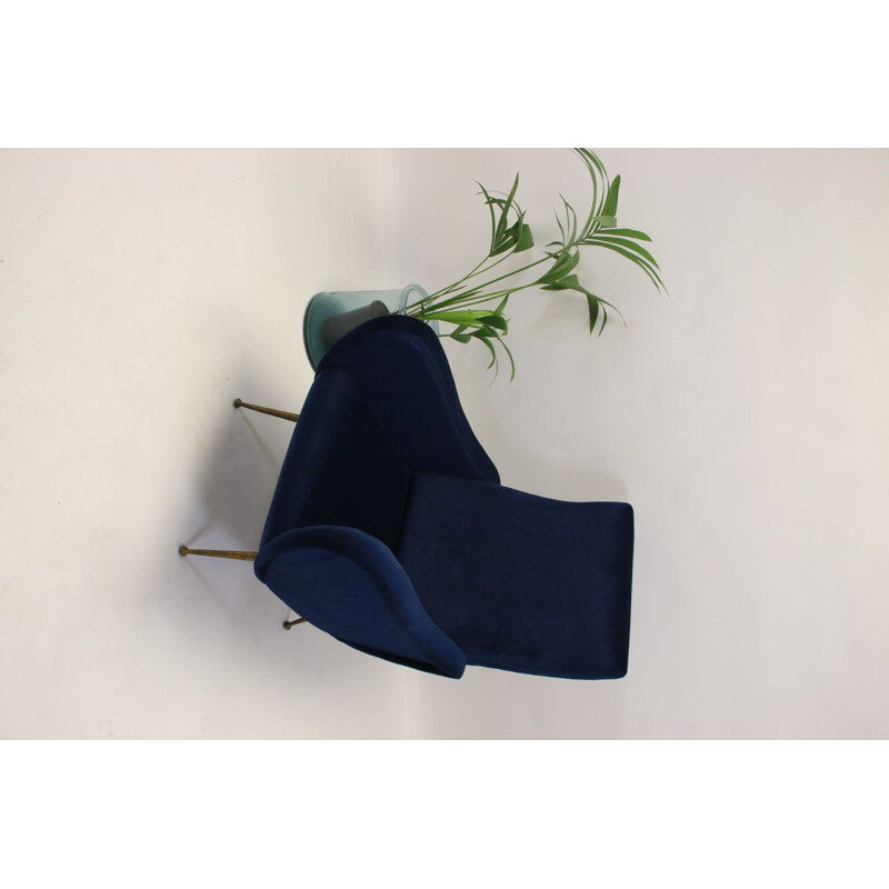 Set of  Marco Zanuso armchairs velvet blue