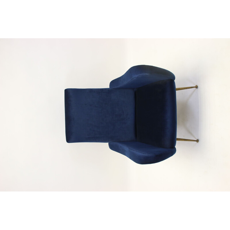 Set of  Marco Zanuso armchairs velvet blue
