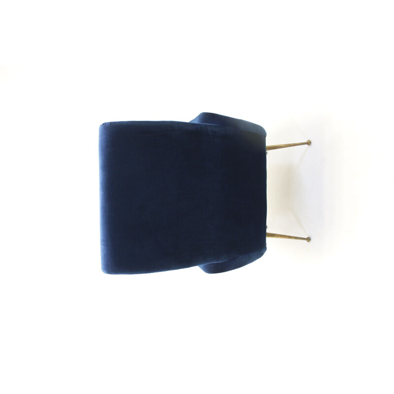 Ensemble de fauteuils vintage Marco Zanuso en velours bleu