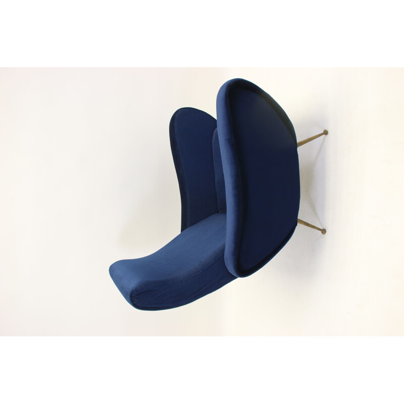 Set of  Marco Zanuso armchairs velvet blue