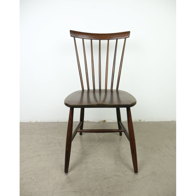 Set of 6 Dark Brown Wooden Chairs by Erik Fryklund for Hagafors, Sweden, 1950s