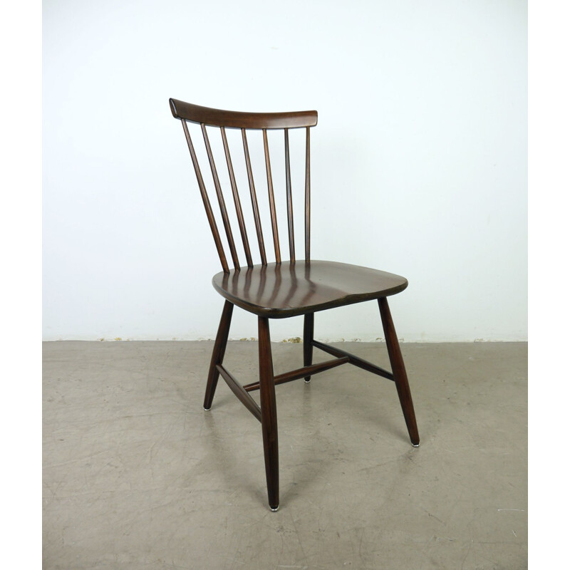 Set of 6 Dark Brown Wooden Chairs by Erik Fryklund for Hagafors, Sweden, 1950s