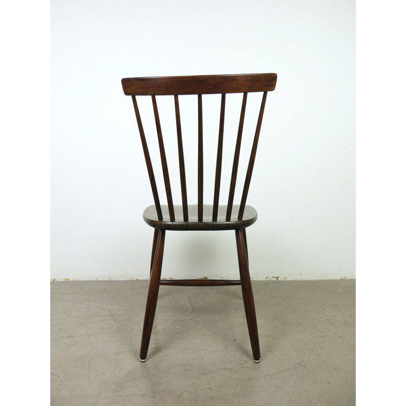 Set of 6 Dark Brown Wooden Chairs by Erik Fryklund for Hagafors, Sweden, 1950s