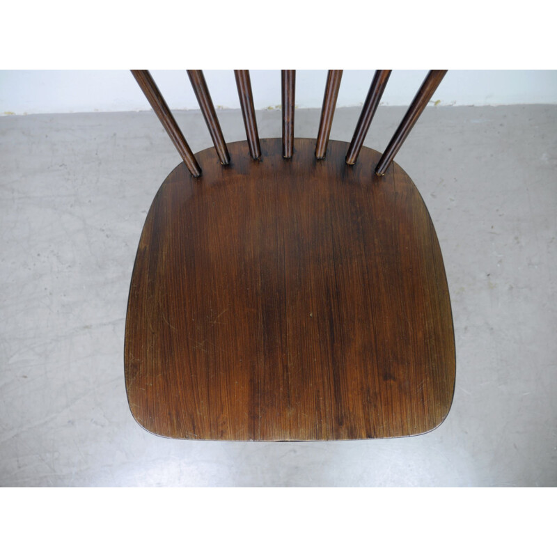 Set of 6 Dark Brown Wooden Chairs by Erik Fryklund for Hagafors, Sweden, 1950s