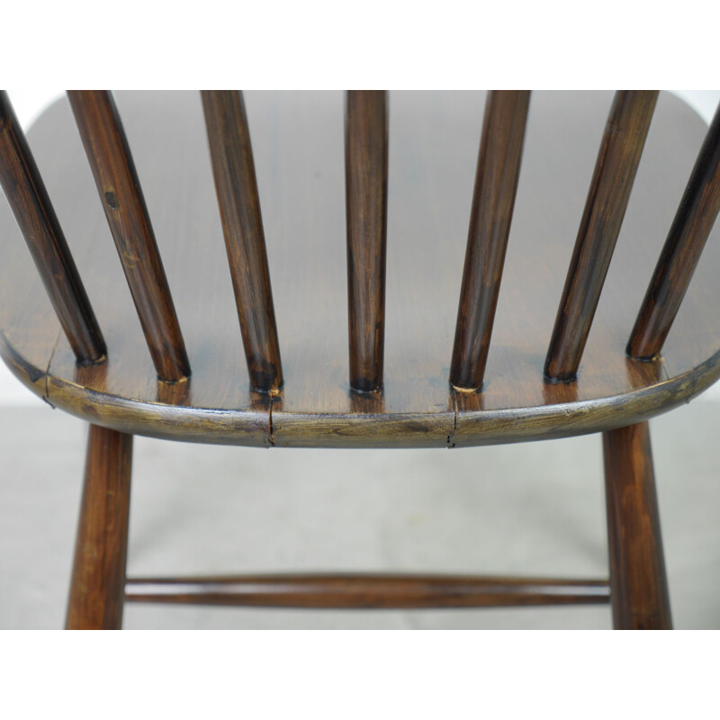 Lot de 6 chaises vintage en bois brun foncé d'Erik Fryklund pour Hagafors, Suède, 1950
