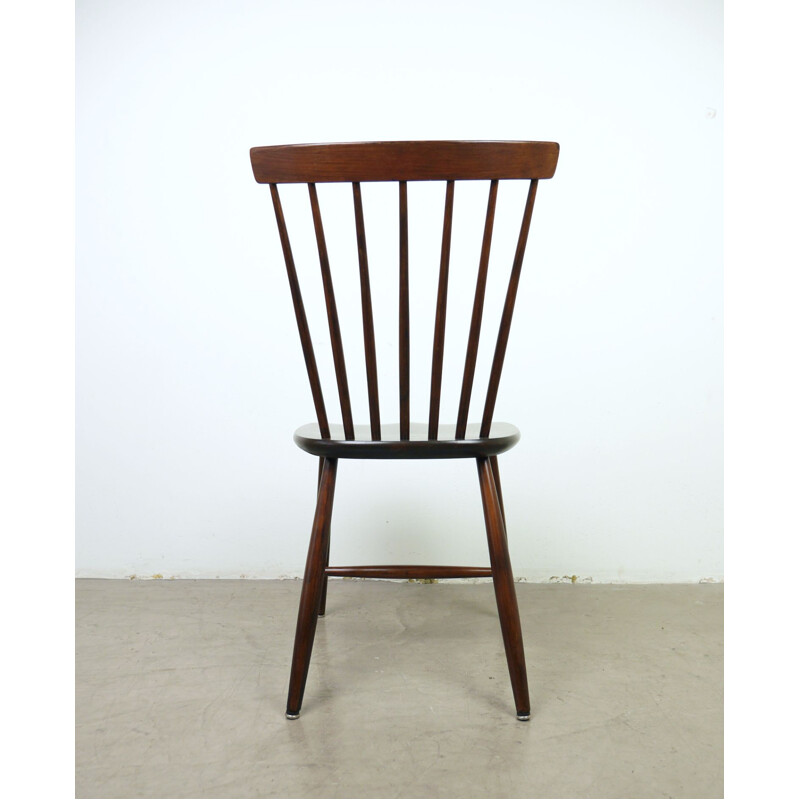 Set of 4 Dark Brown Wooden Dining Chairs by Erik Fryklund for Hagafors, Sweden, 1950s