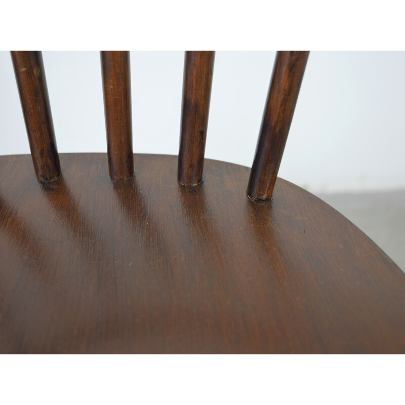 Set of 4 Dark Brown Wooden Dining Chairs by Erik Fryklund for Hagafors, Sweden, 1950s