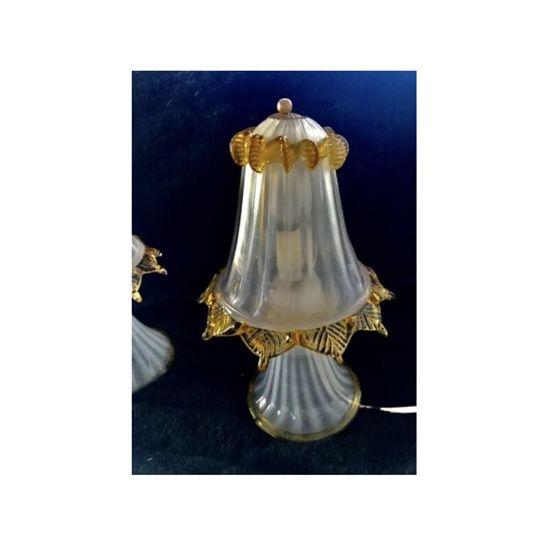 Paire de lampe vintage en verre Murano Barovier & Toso 1970