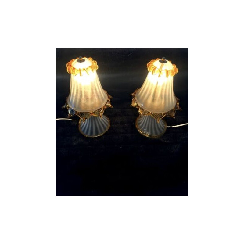 Pair of Murano glass vintage lamp Barovier & Toso 1970