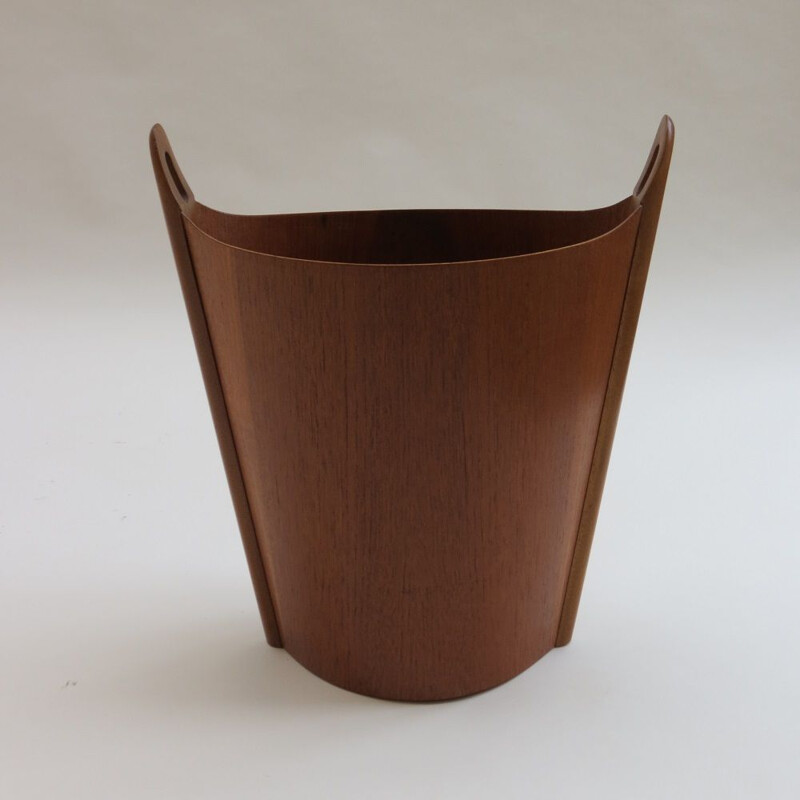 Midcentury Teak Waste Paper Bin  By Einar Barnes For P S Heggen Norway 1950s