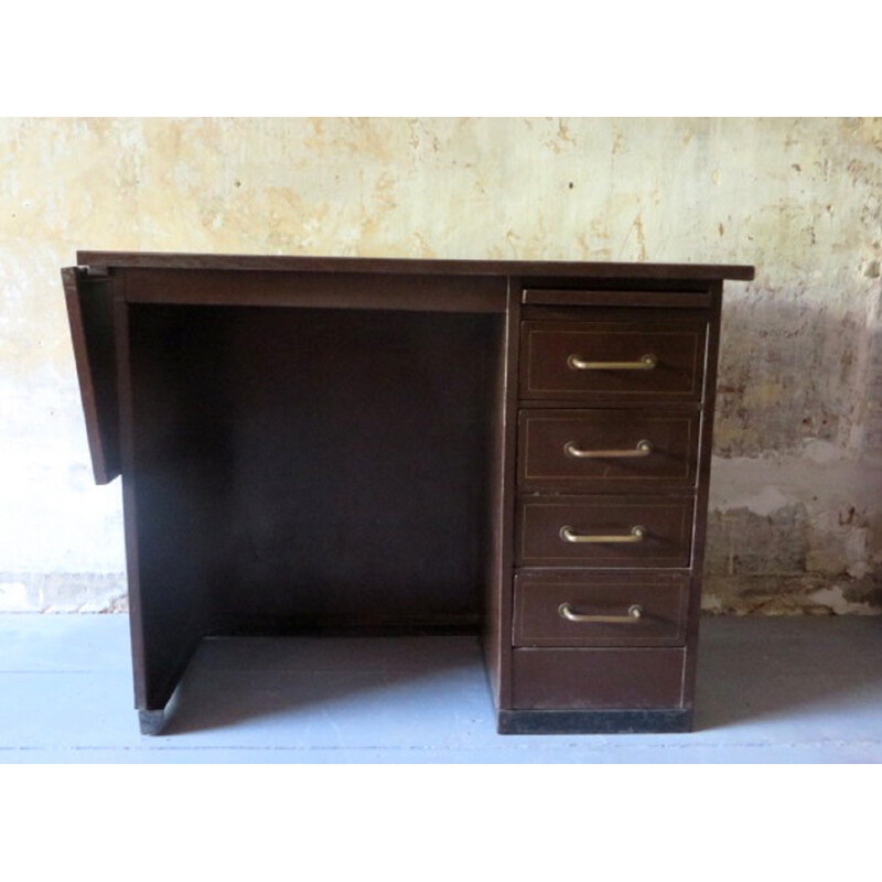 Bureau Roneo français marron en métal - 1960