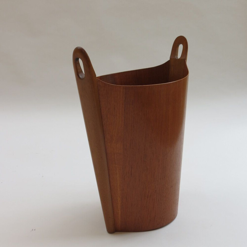 Midcentury Teak Waste Paper Bin  By Einar Barnes For P S Heggen Norway 1950s