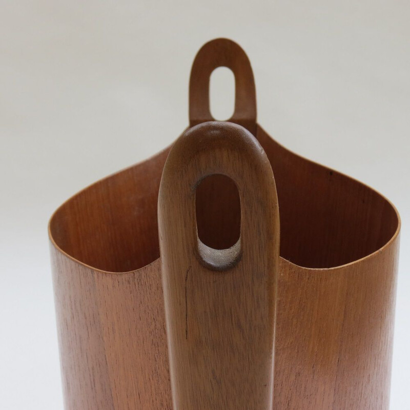 Midcentury Teak Waste Paper Bin  By Einar Barnes For P S Heggen Norway 1950s