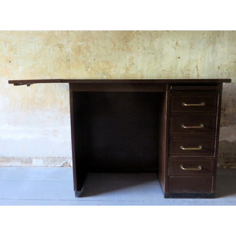 French Roneo brown desk in metal - 1960s