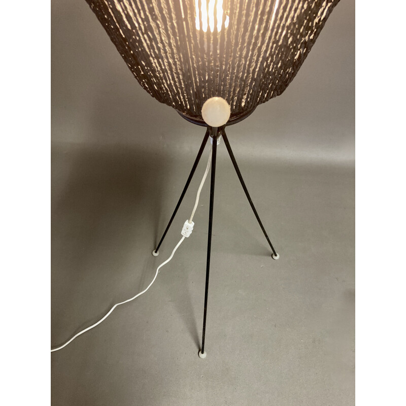 Vintage black tripod floor lamp 1950