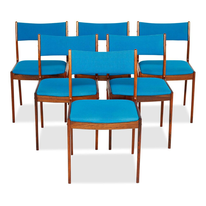 Set di 6 sedie vintage Johannes Andersen in palissandro Danimarca 1960
