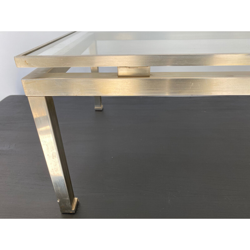 Vintage coffee table by Guy Lefevre 1970 Jansen house edition, steel and glass 1970