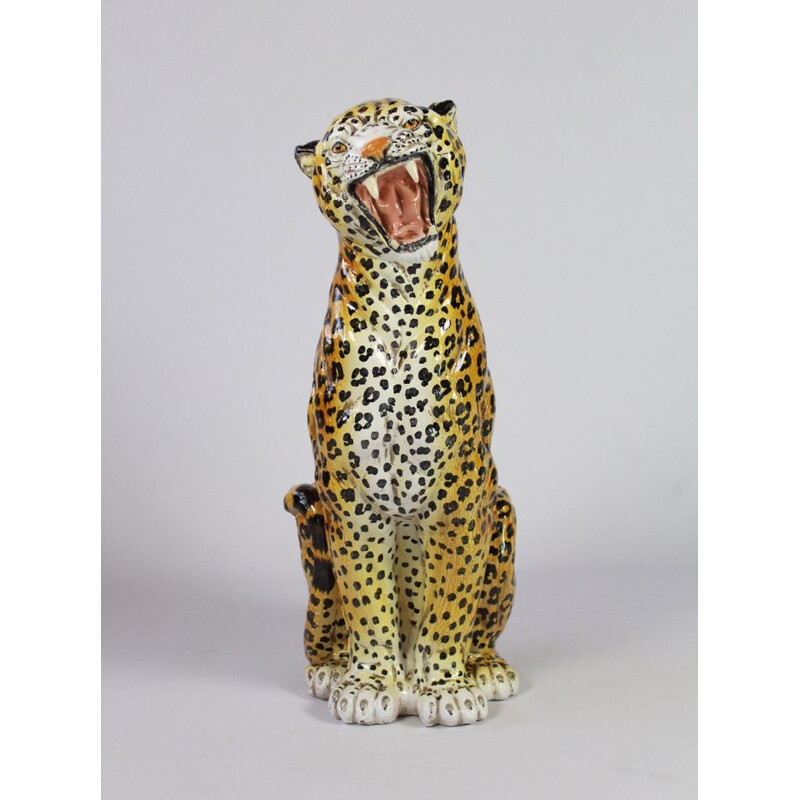 Vintage ceramic Leopard Italian 1950