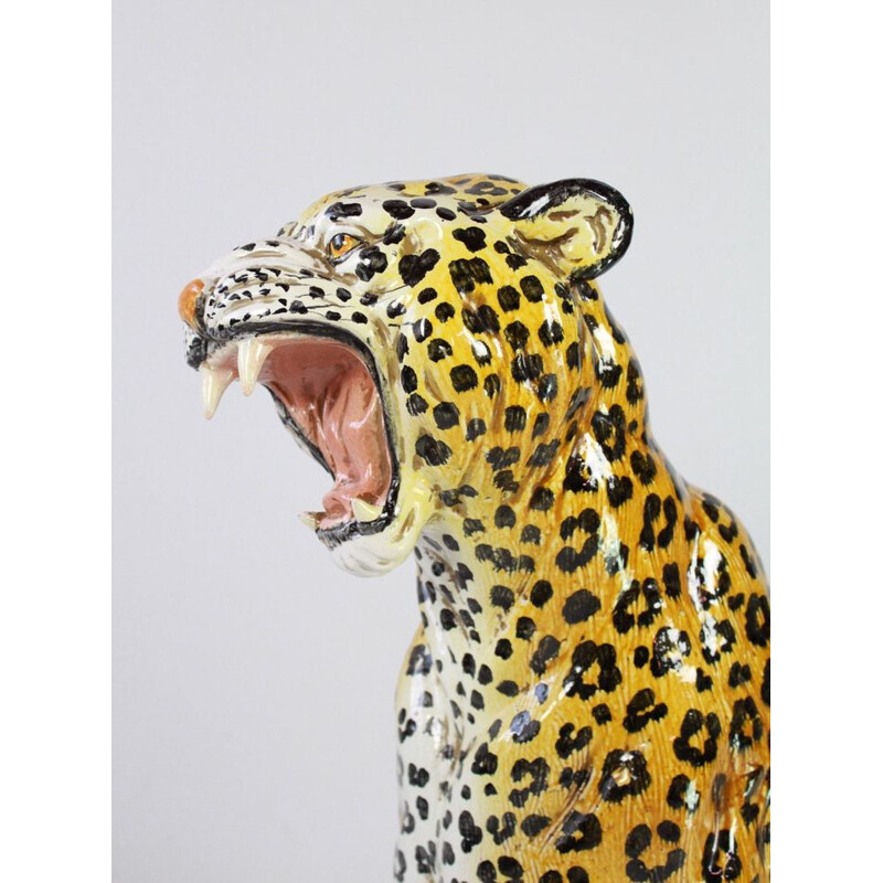 Vintage ceramic Leopard Italian 1950