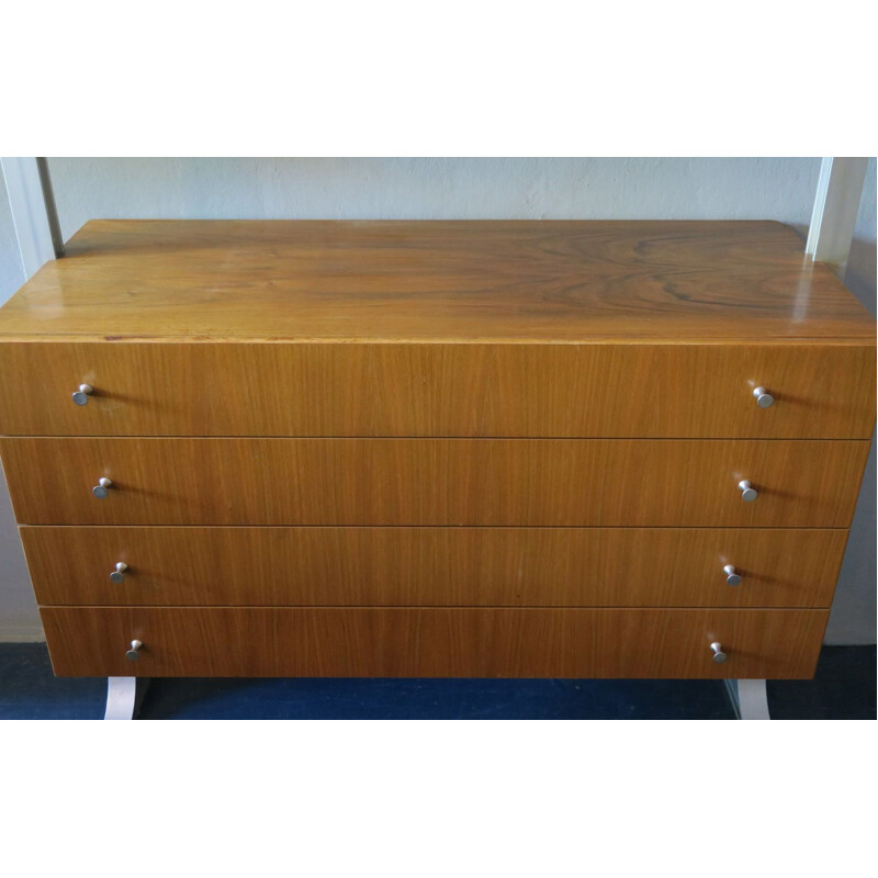 Mid Century Shelf System with Drawers and Aluminium Supports 1960s