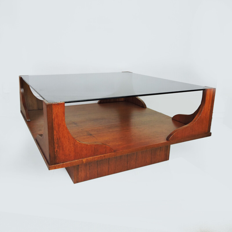 Vintage Wooden Square Coffee Table, 1960s