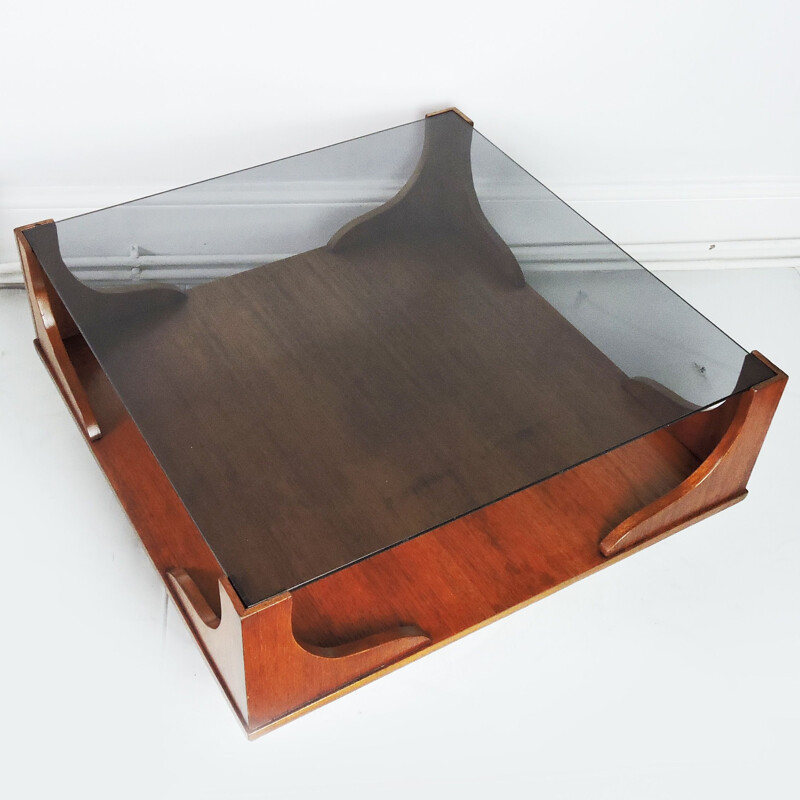 Vintage Wooden Square Coffee Table, 1960s