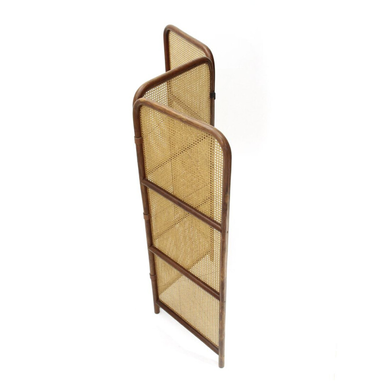 Vintage Screen in rattan and Vienna straw by Gervasoni, 1980s