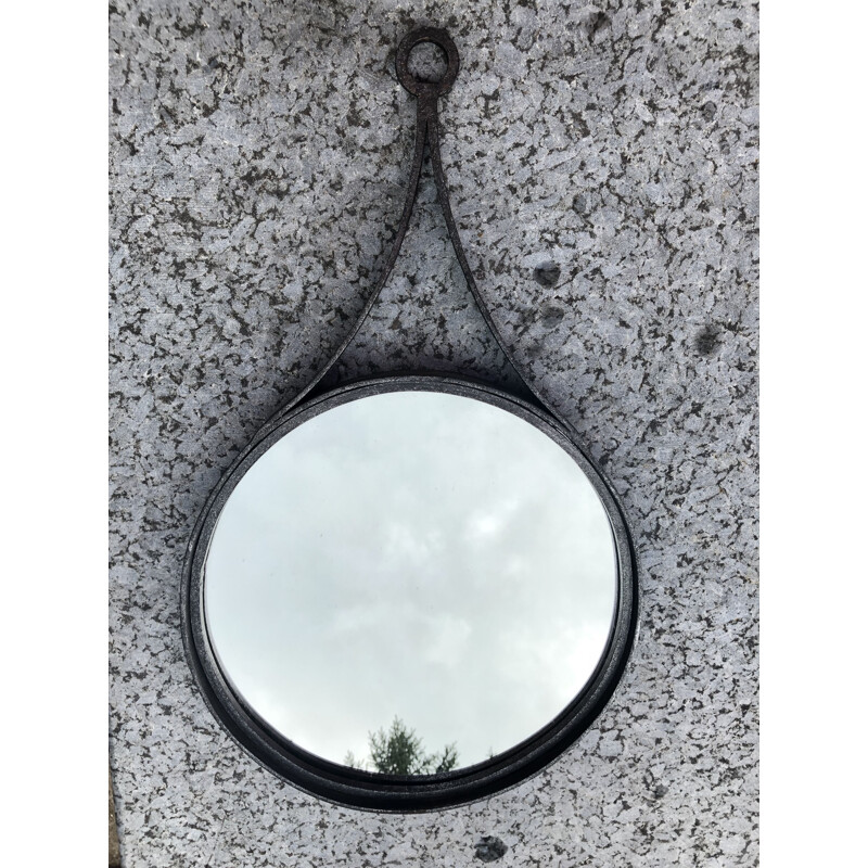 Miroir vintage brutaliste en fer forgé, 1960