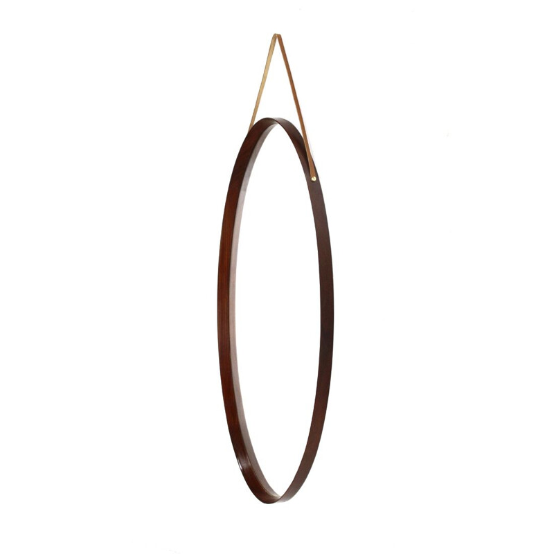 Vintage Oval Mirror with Teak edges, 1960s