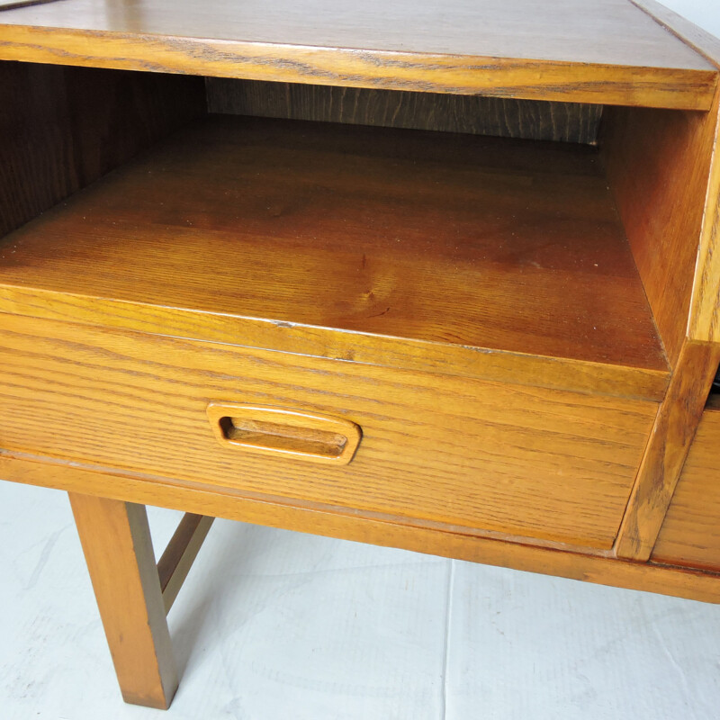 Vintage wooden telephone bench with vinyl seat 1960's