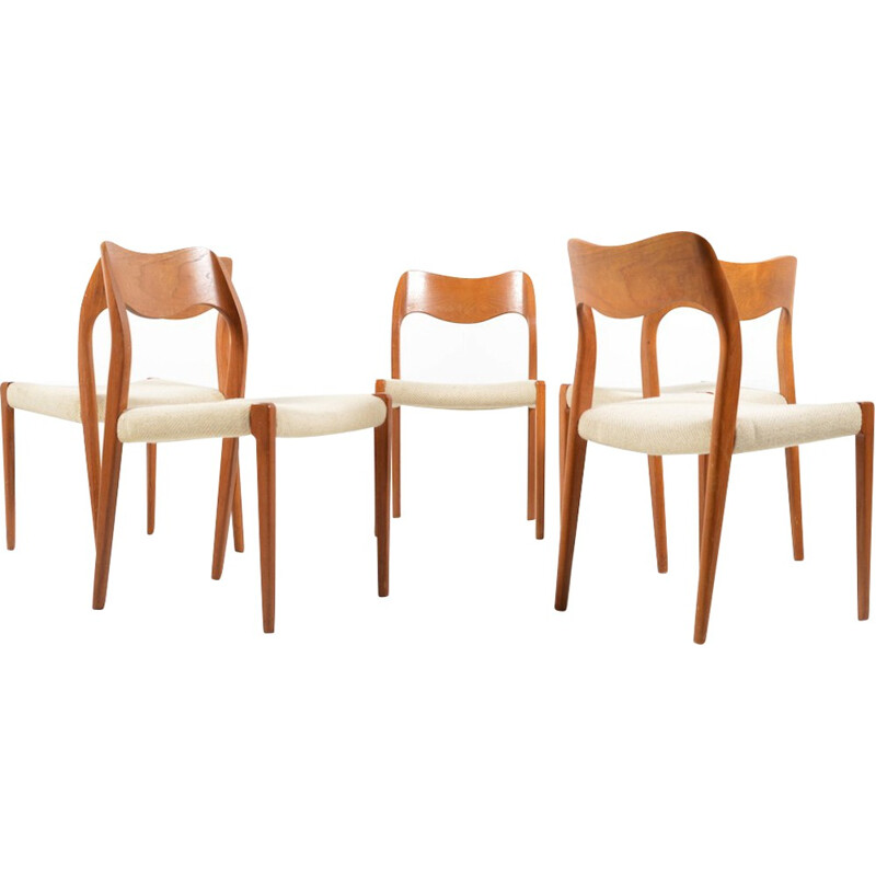 Set of 5 J.L. Møllers Møbelfabrik dining chairs, Niels O.MOLLER - 1960s