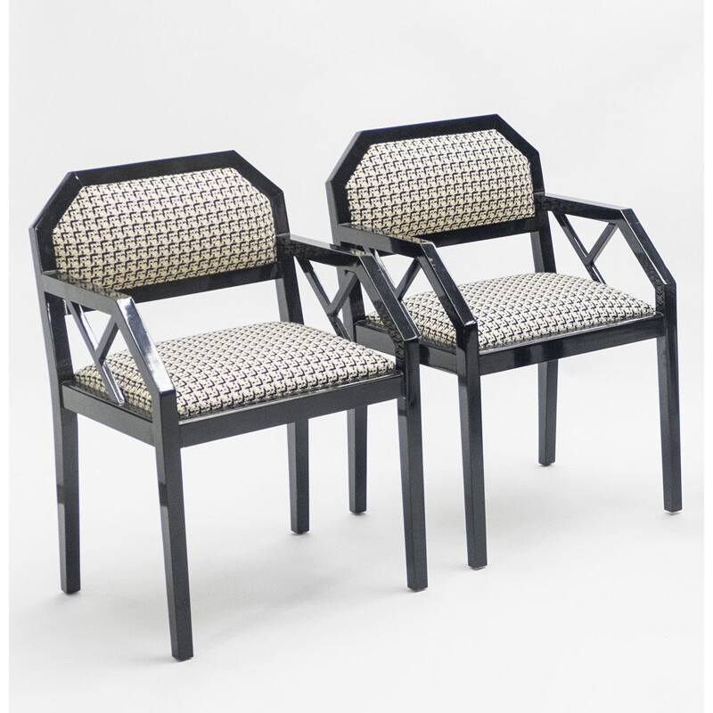 Paar vintage gelakte stoelen van J.C. Mahey voor Romeo Paris 1970