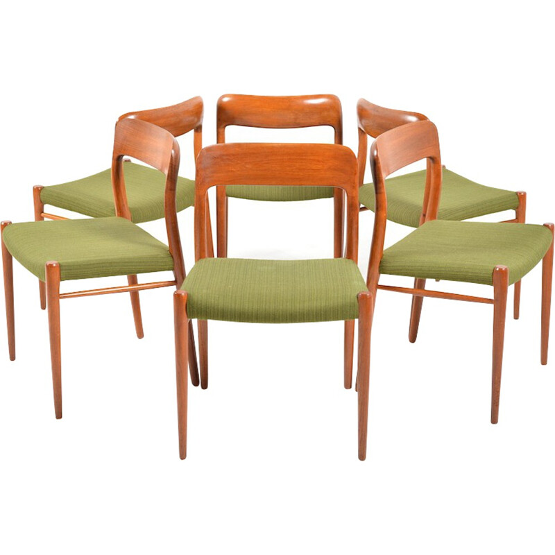 Set of J.L. Møllers Møbelfabrik 6 dining chairs, Niels O.MOLLER - 1960s