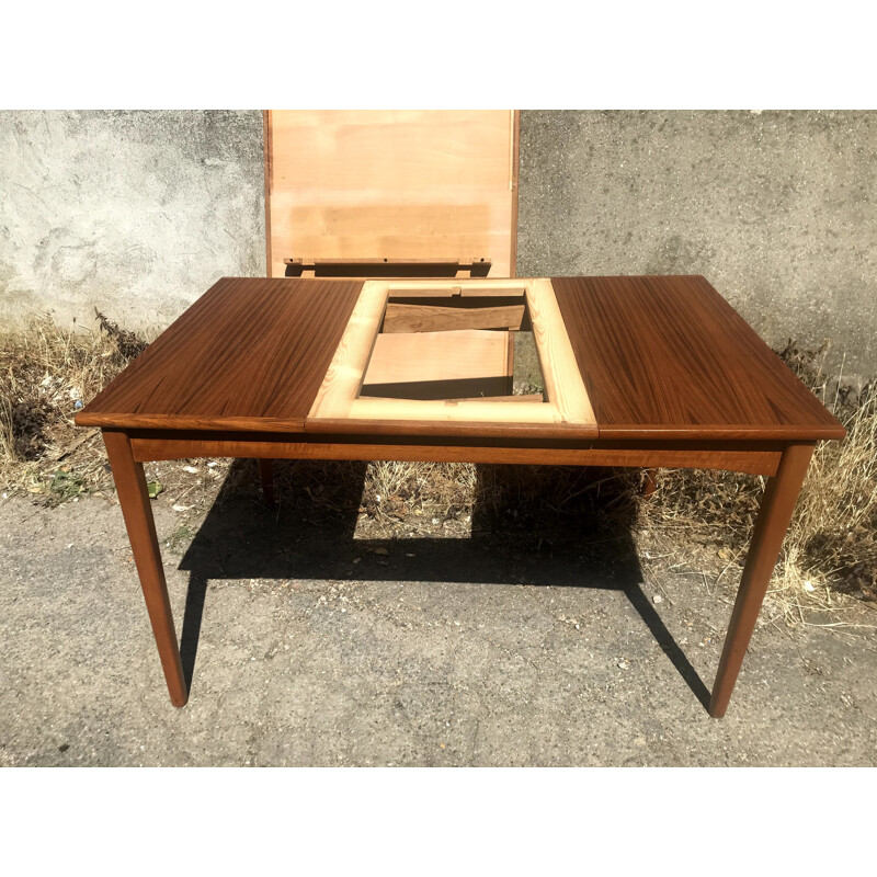 Vintage extensible dining table with teak extensions 1960