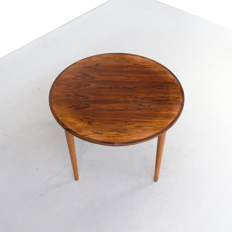 Vintage round extendable dining table rosewood 1970s