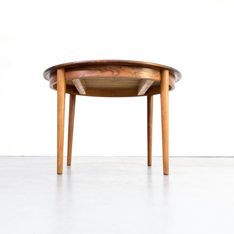 Vintage round extendable dining table rosewood 1970s