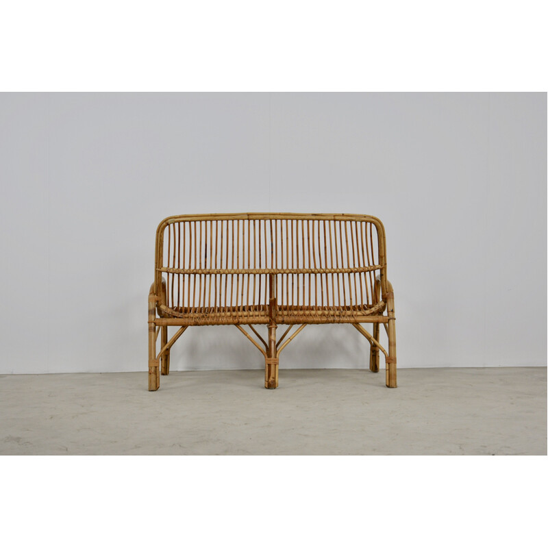 Vintage Rattan Bench 1960s