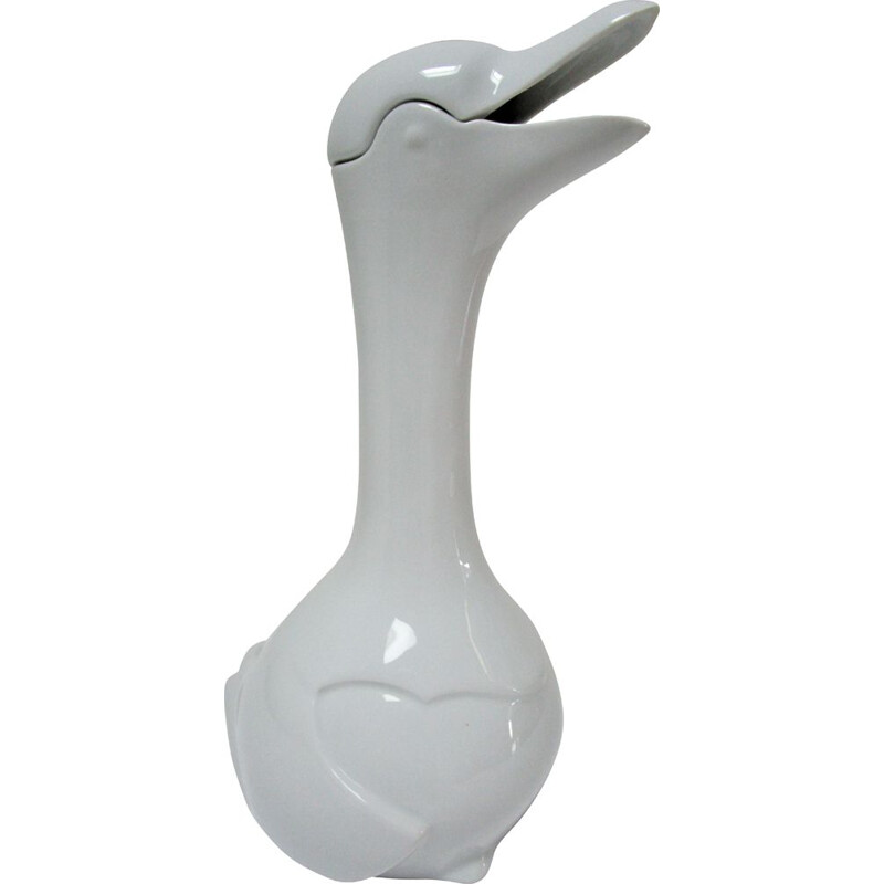 Vintage Pichet zoomorphic goose white porcelain Decanter 1980