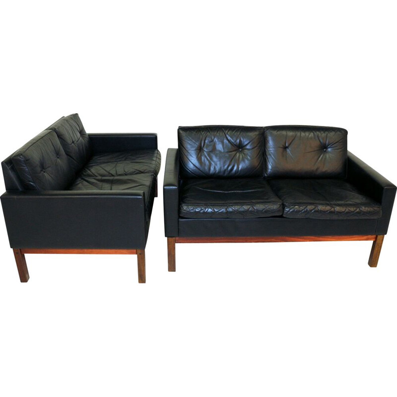 Pair of Vintage leather sofas, Sweden, scandinavian 1960