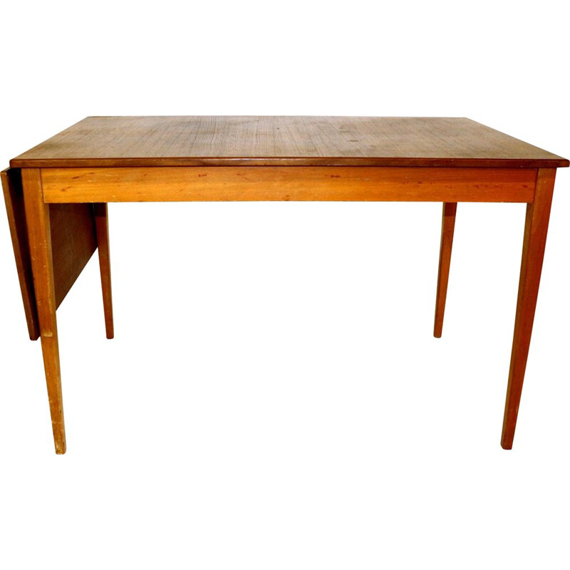 Vintage wooden dining table with leaf, Sweden, 1950