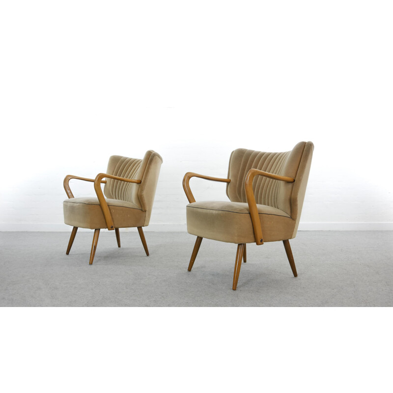 Pair of mid century Cocktail Chairs with Armrests 1950s