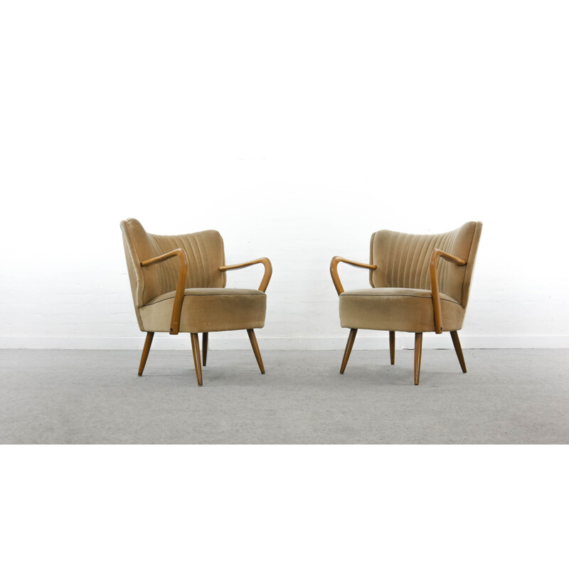 Pair of mid century Cocktail Chairs with Armrests 1950s