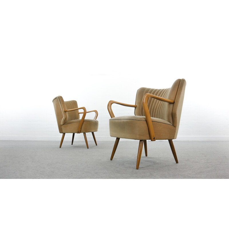 Pair of mid century Cocktail Chairs with Armrests 1950s