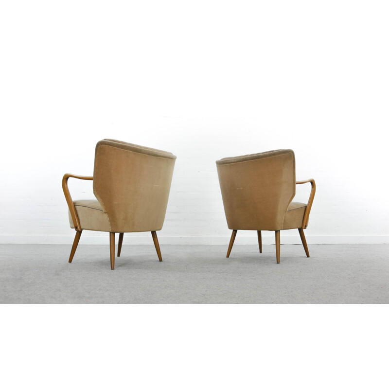 Pair of mid century Cocktail Chairs with Armrests 1950s
