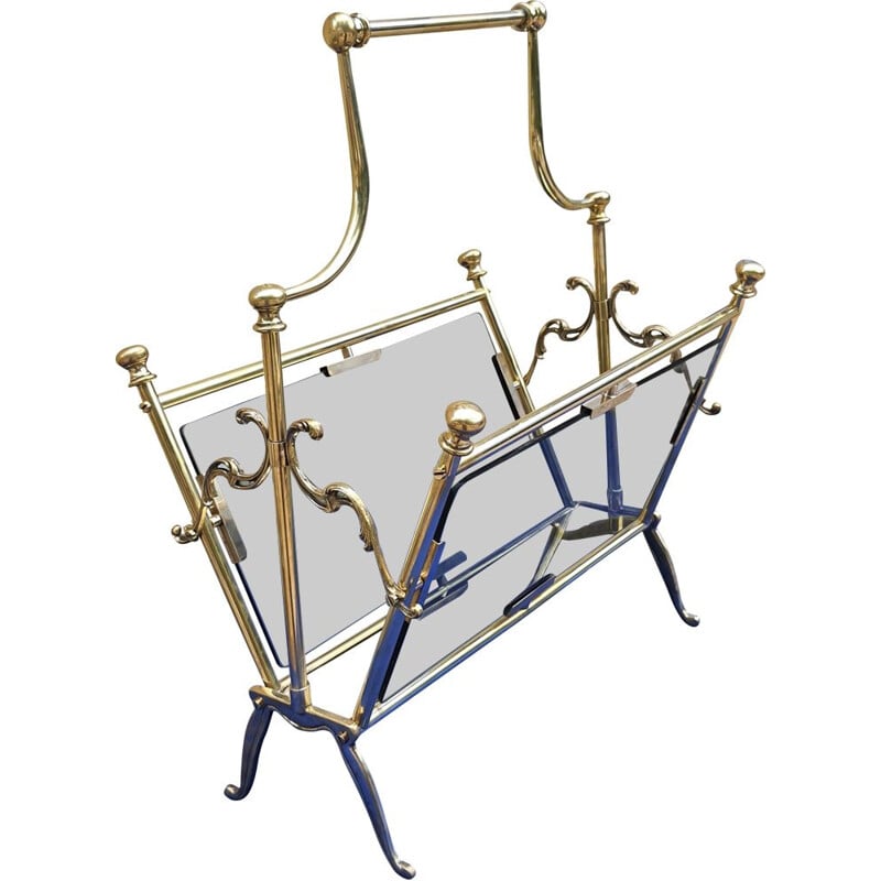 Vintage brass magazine rack 