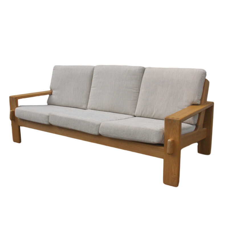 Vintage 3-Seater Sofa from E. Pajamies for ASKO in Oak 1970s