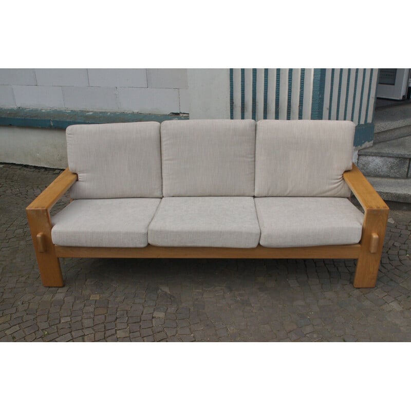 Vintage 3-Seater Sofa from E. Pajamies for ASKO in Oak 1970s